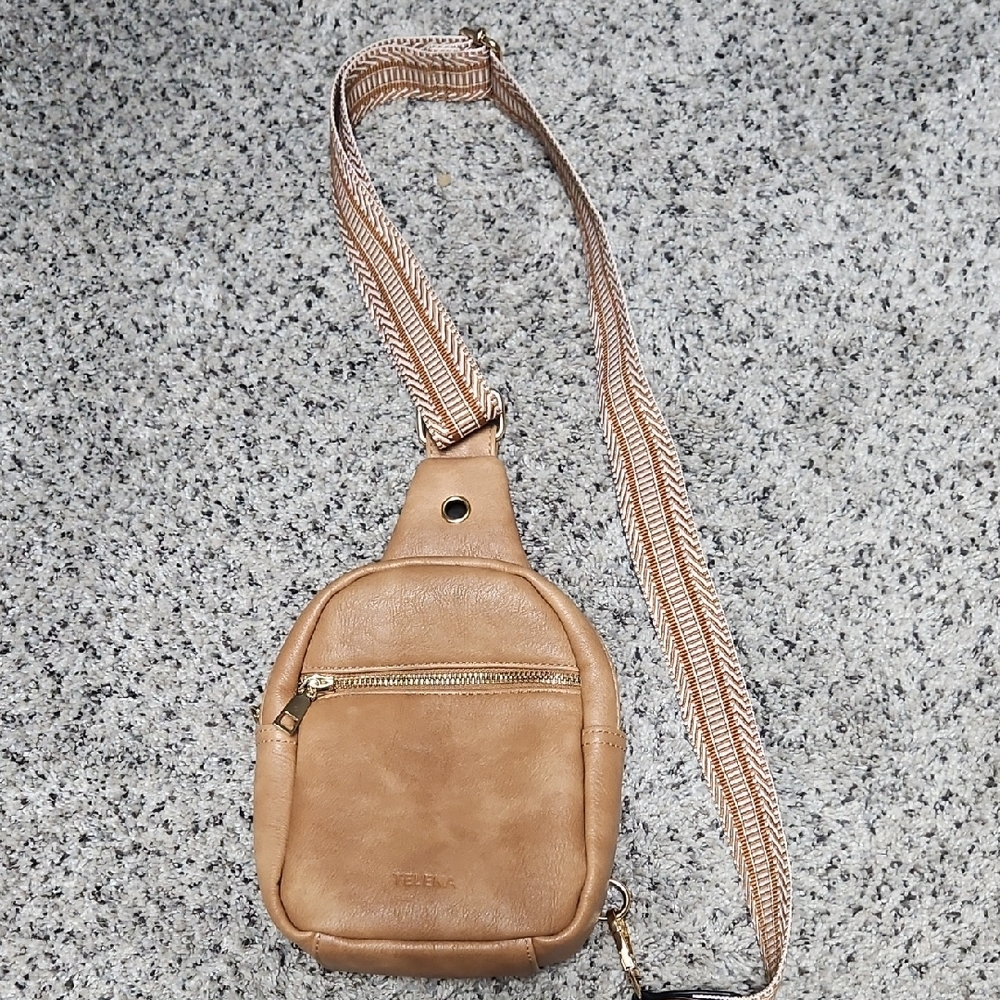 Tan Crossbody Bag with Adjustable Strap